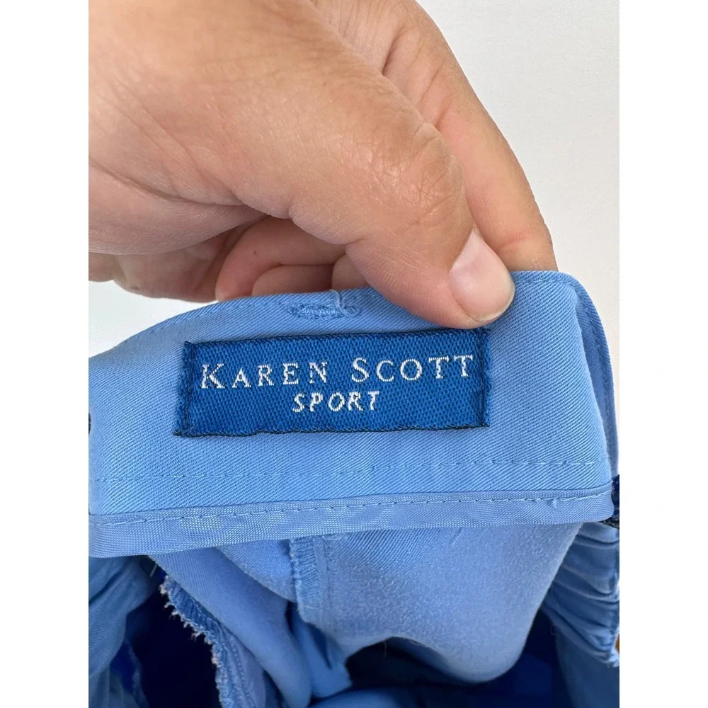 Coastal Karen Scott Sport‎ Womens 18 Shorts Blue Pleated Elastic Back High Rise